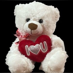 White And Tan,”I ♥️ U”,Plush Teddy Bear, 10”